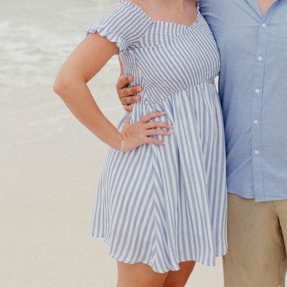 Vici Crossed Blue and White Stripped Dress